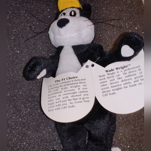 Vintage CAT Scale Beanie Black Kitty Cat Plush Toy - Trucking Collectible! - Picture 6 of 9